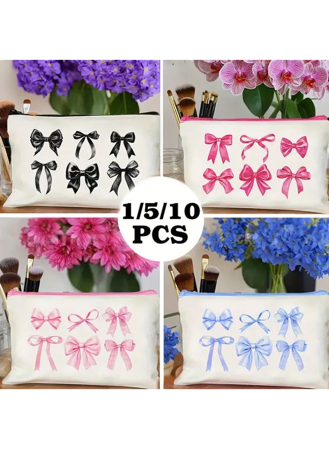 Pink Bow DIY Zipper Bag Set Portable Makeup Toiletry Travel Gift Bag - Image 3